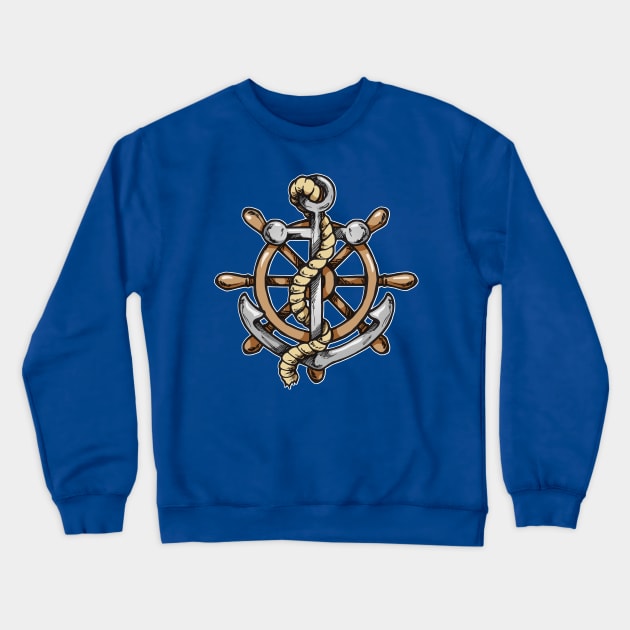 Anchor and Wheel Crewneck Sweatshirt by Laughin' Bones